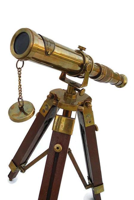 Brass Telescope with Wooden Tripod Stand BT08 - collectiblegiftitems