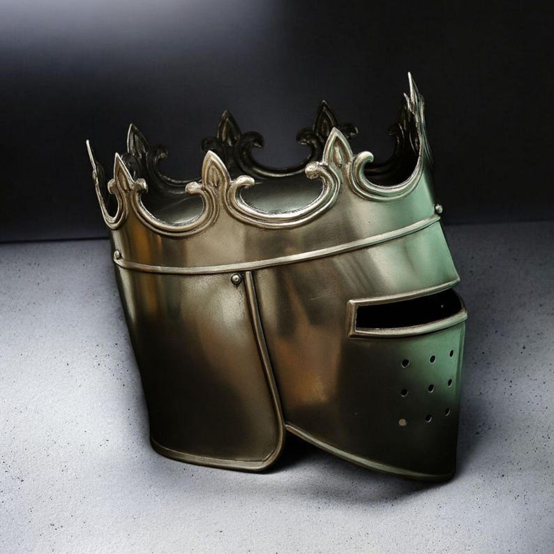 Medieval Queen/King Crown Helmet – Wearable Steel Armor for LARP & Cosplay