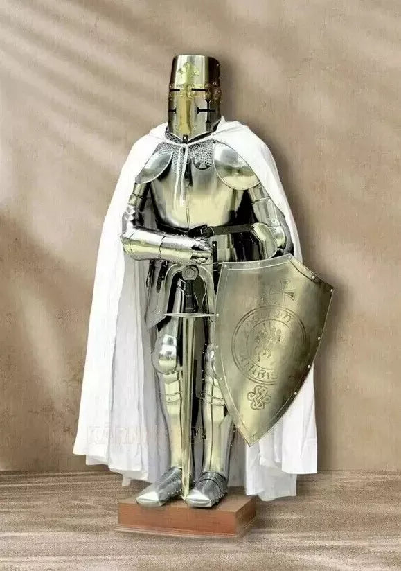 Medieval Wearable Knight Suit of Armor – Full Body Crusader Templar Costume for LARP, Cosplay, Halloween & Display