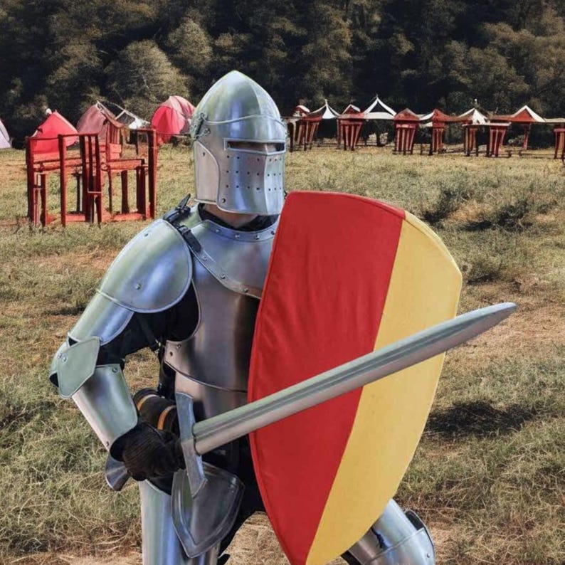 Medieval Knight Suit of Armor Full Steel LARP Cosplay Barbuta Armor for Historical Reenactments & Fantasy Events