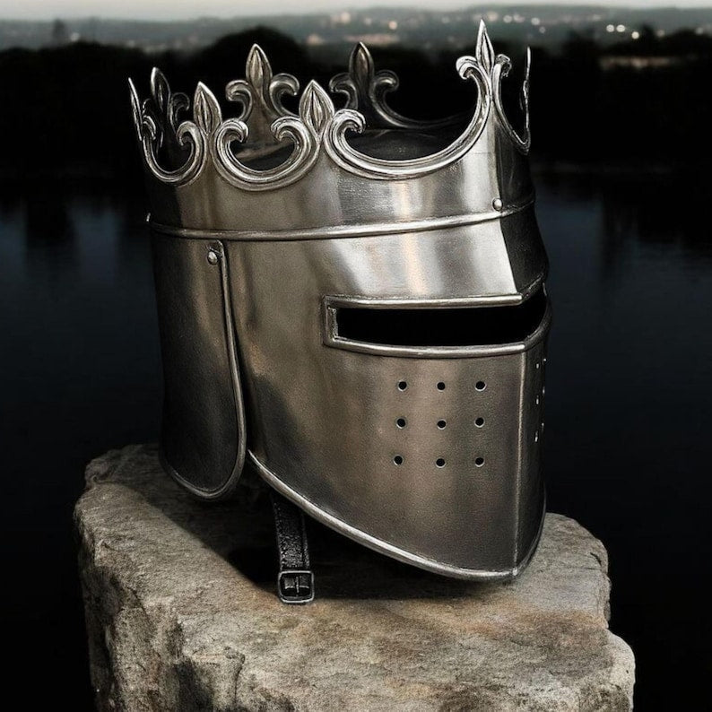 Medieval Queen/King Crown Helmet – Wearable Steel Armor for LARP & Cosplay