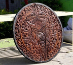 Viking Wooden Shield – Medieval Norse Wolf Design Wearable Costume Armor 22"