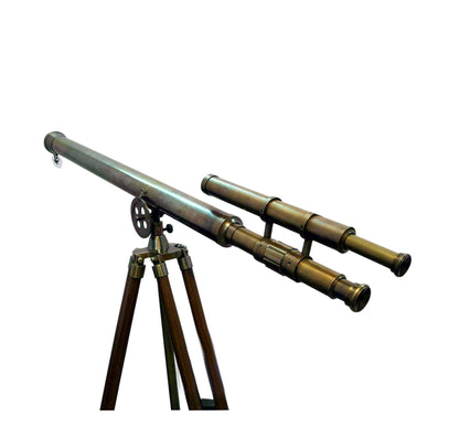 Antique Brass Telescope With Wooden Tripod BT011