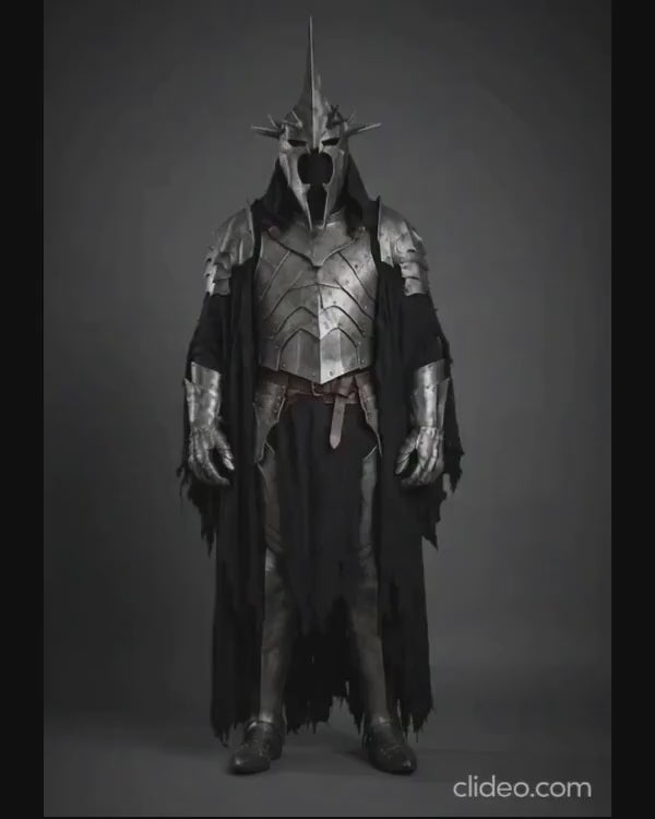 Nazgul Ringwraith Full Body Costume – Witchking of Angmar Grim Reaper Cape & Dark Rider Cosplay for Halloween or LARP