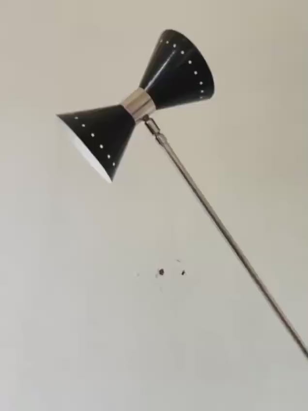 Italian Design Floor Lamp Brass Diabolo 1950 Mid-century Modern Stilnovo Style Home Decor Lighting