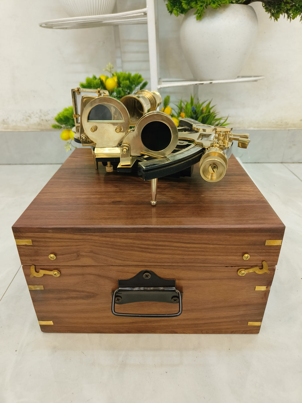 Nautical Brass Sextant Instrument with Wooden Box Marine Working Sextant 9" Fully Navigation Ship Astrolabe Sextant