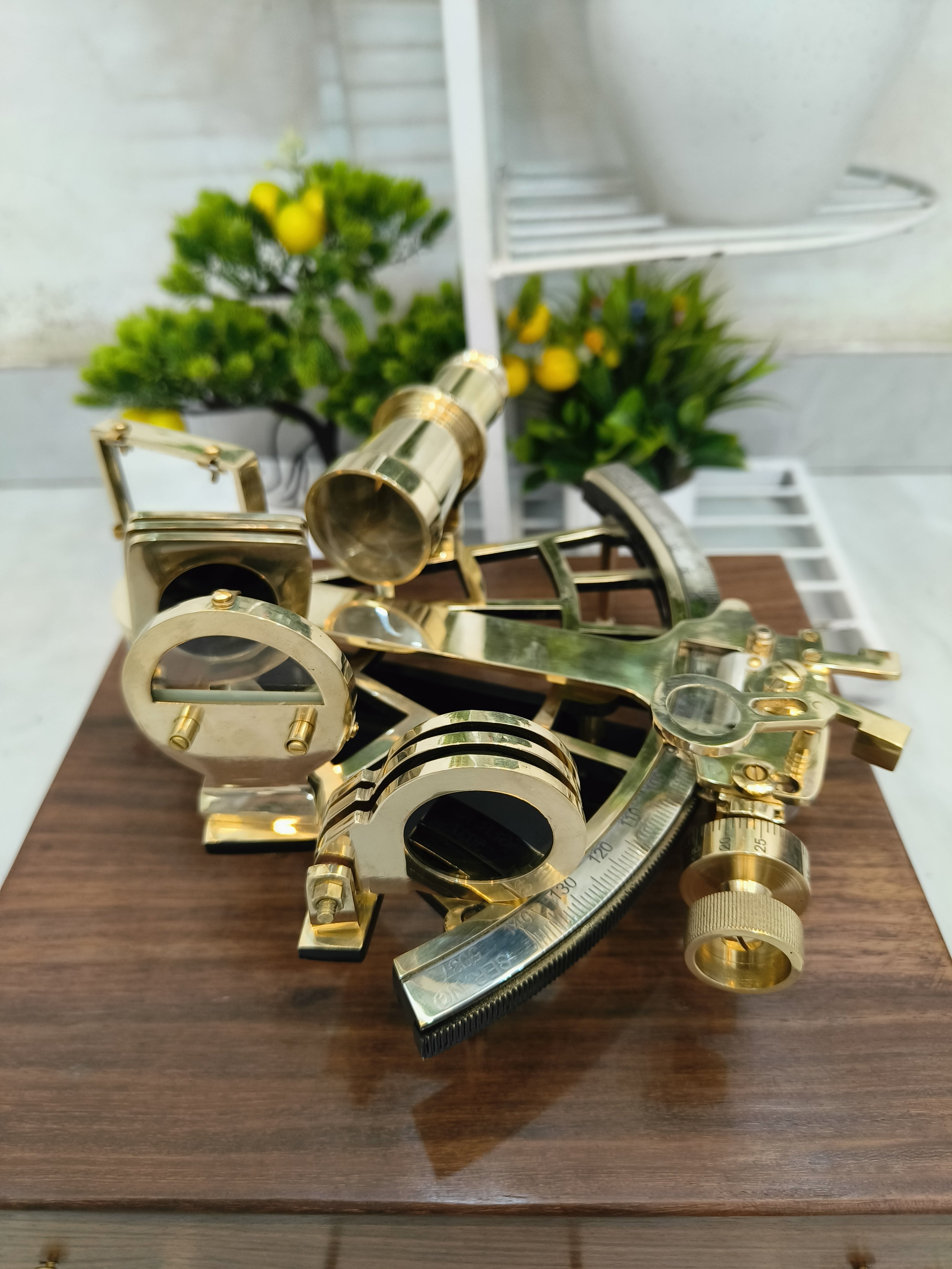 Nautical Brass Sextant Instrument with Wooden Box Marine Working Sextant 9" Fully Navigation Ship Astrolabe Sextant
