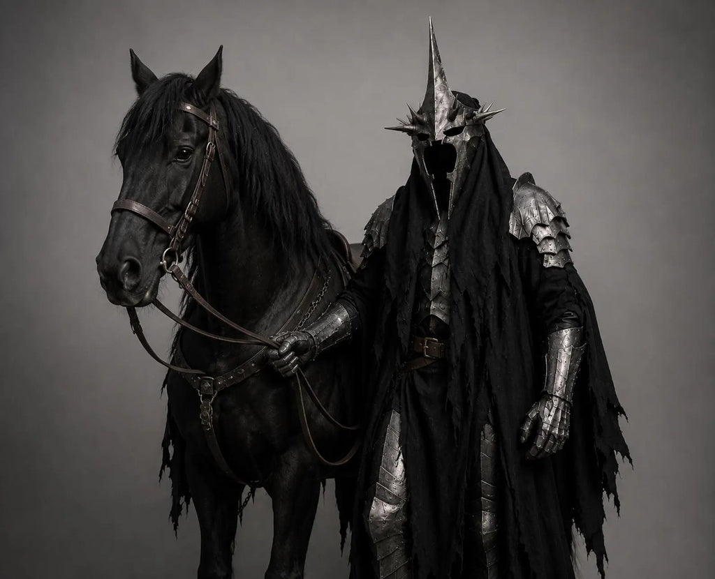 Nazgul Ringwraith Full Body Costume – Witchking of Angmar Grim Reaper Cape & Dark Rider Cosplay for Halloween or LARP