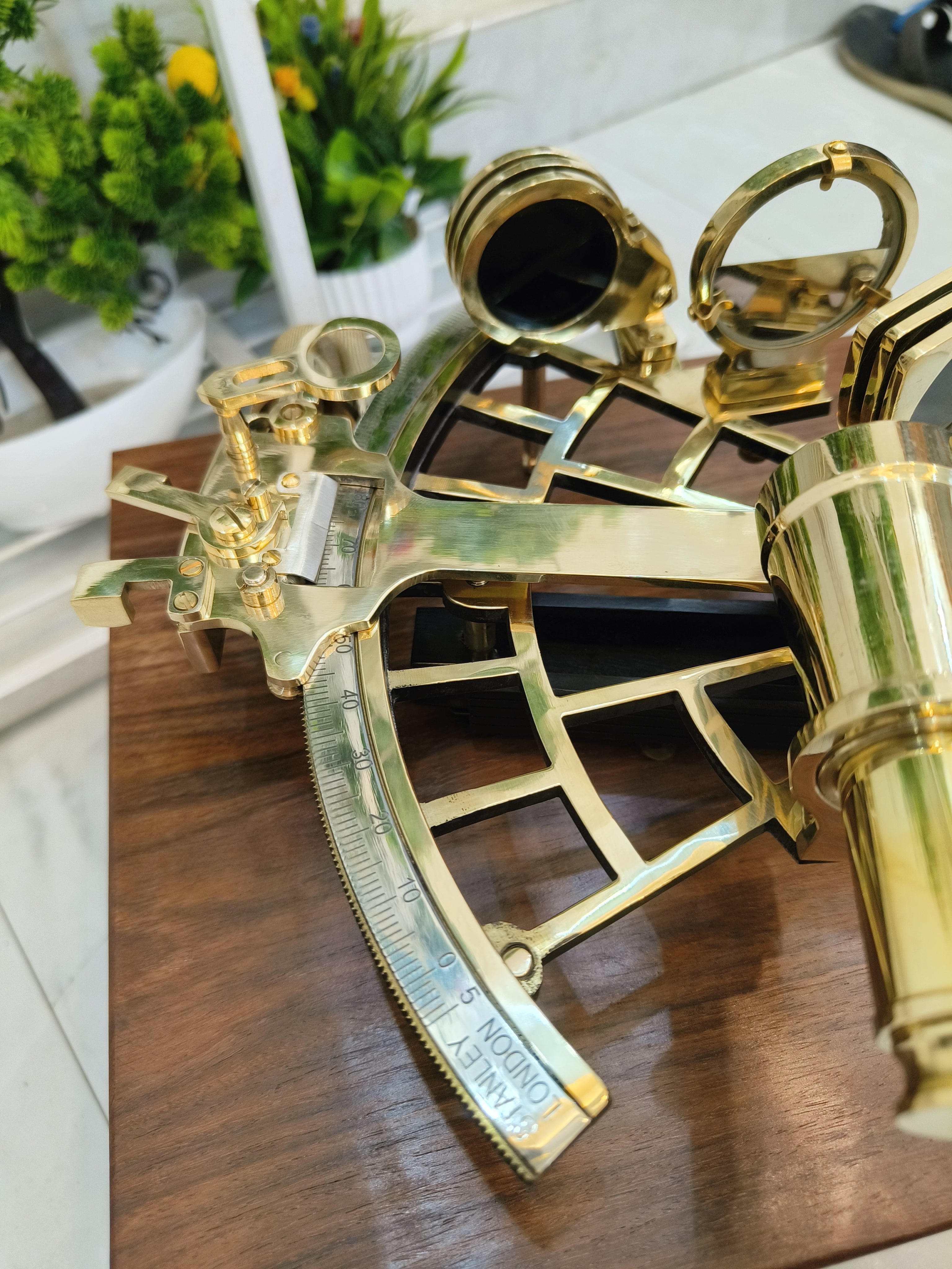 Nautical Brass Sextant Instrument with Wooden Box Marine Working Sextant 9" Fully Navigation Ship Astrolabe Sextant