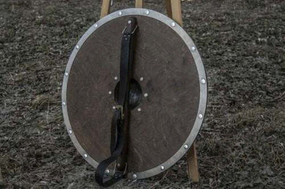 Escudo vikingo liso negro con runas, 24" 