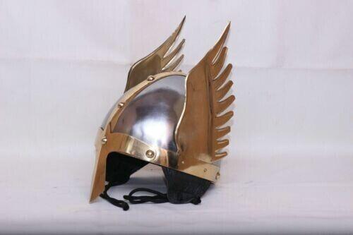 Medieval Steel & Brass Viking Helmet Knight Norman Warrior New Independence Day - collectiblegiftitems