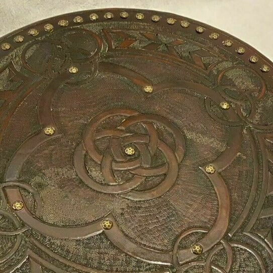 Escudo vikingo celta tallado en cinco pliegues, hecho a mano, auténtico, 24 pulgadas, para entusiastas de la historia