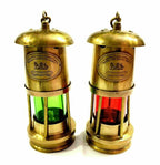 Vintage Time Set of 2 Antique Anchor Oil Lamp, Nautical Maritime Ship Lantern - collectiblegiftitems