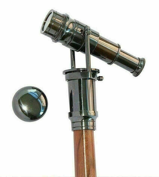 Bastón de madera náutico bastón antiguo catalejo latón telescopio mango regalo 