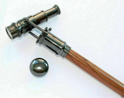 Bastón de madera náutico bastón antiguo catalejo latón telescopio mango regalo 