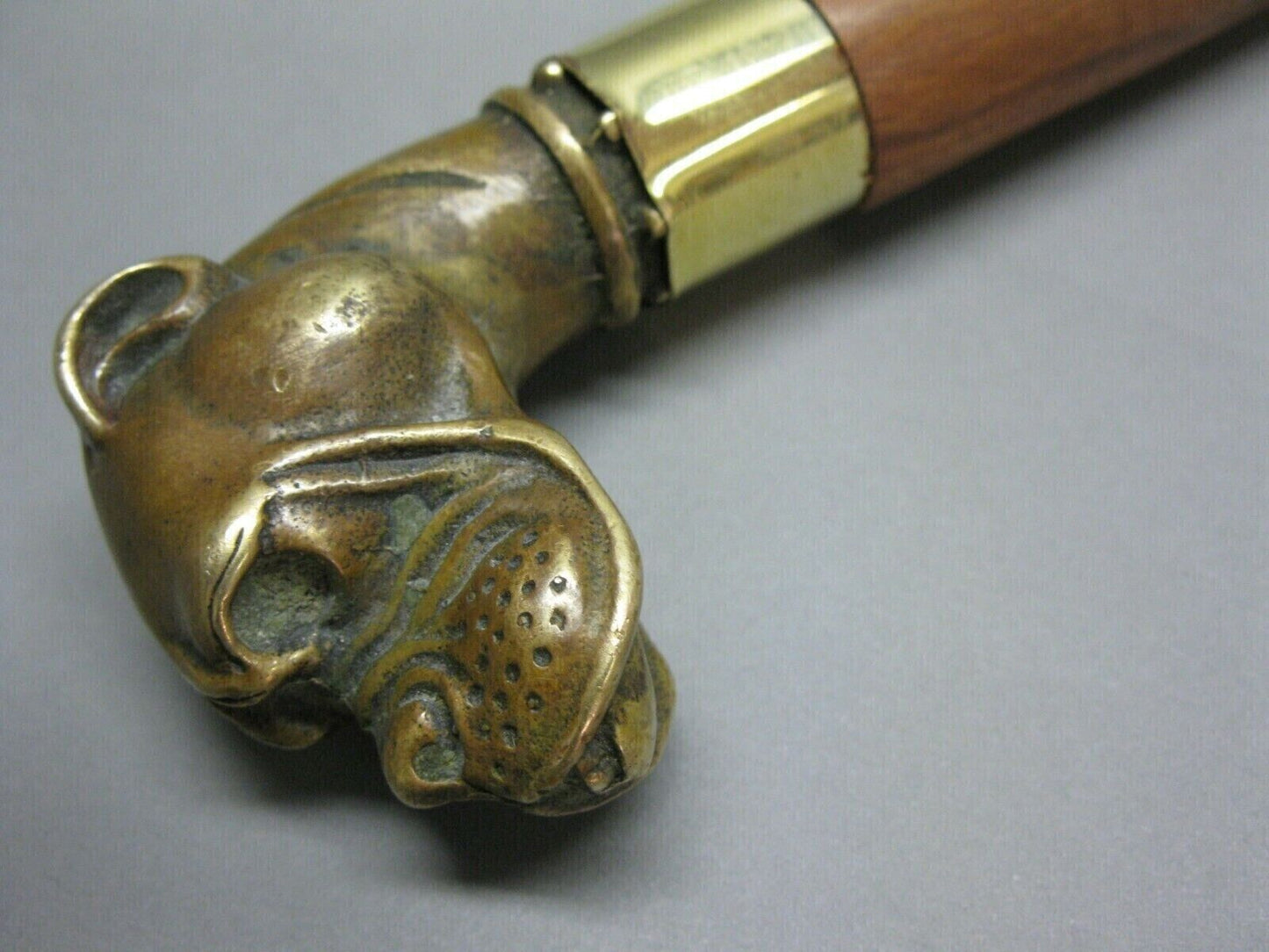 Bastón de latón vintage bastón de diseñador mango grabado bastón de madera victoriano 