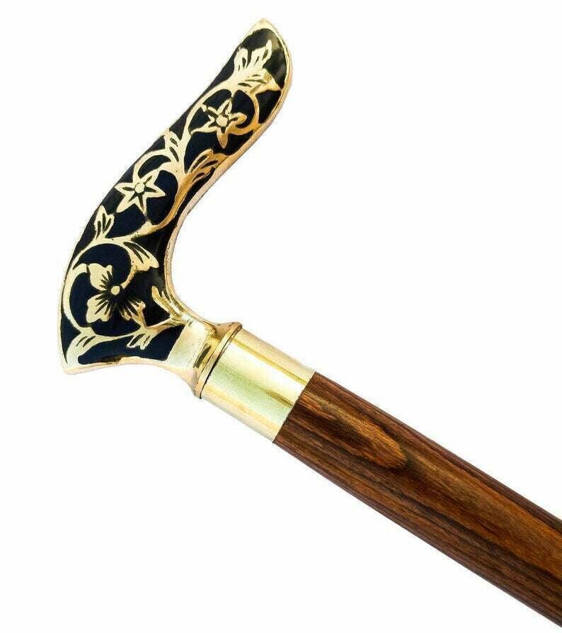 Antique Brass Victorian Handle Wooden Vintage Style Designer Antique Brass Victorian Handle Wooden Vintage Style Designer