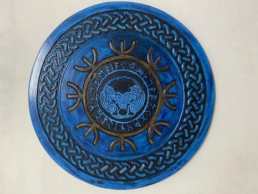 Norse Shield Hand Carved Viking Warriors Shield Norse Inspired Decor Shield Valhalla Shield Christmas Shield