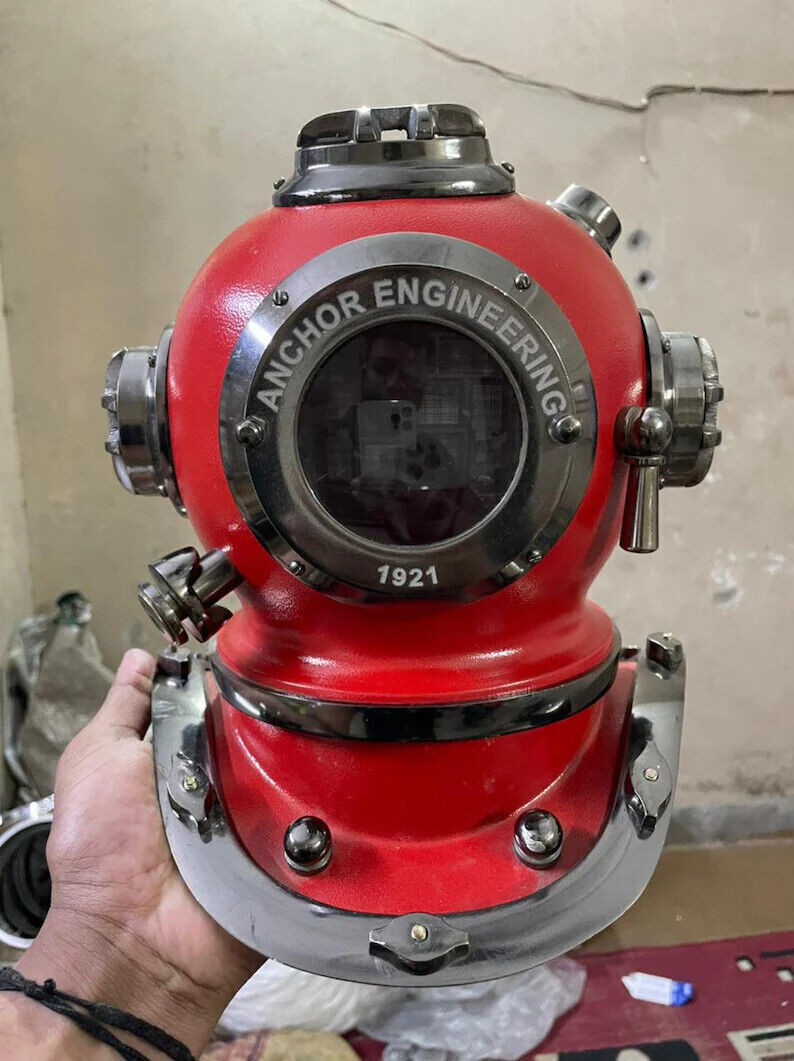 Morse Vintage Roter Taucherhelm Messing Scuba Boston Divers Anker Engineering Taucher 