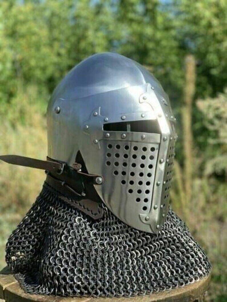 Medieval Helmets Bascinet Medieval HMB Combat SCA Battle Ready Helmet Costume Knight Cosplay Gift - collectiblegiftitems