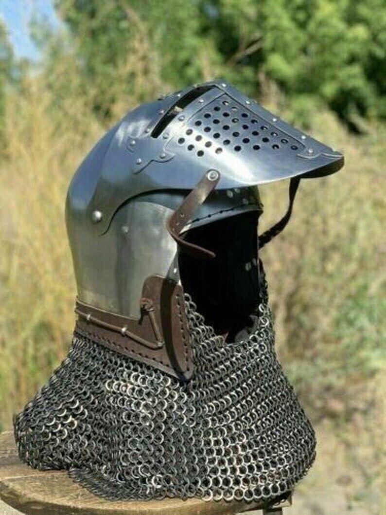 Medieval Helmets Bascinet Medieval HMB Combat SCA Battle Ready Helmet Costume Knight Cosplay Gift - collectiblegiftitems