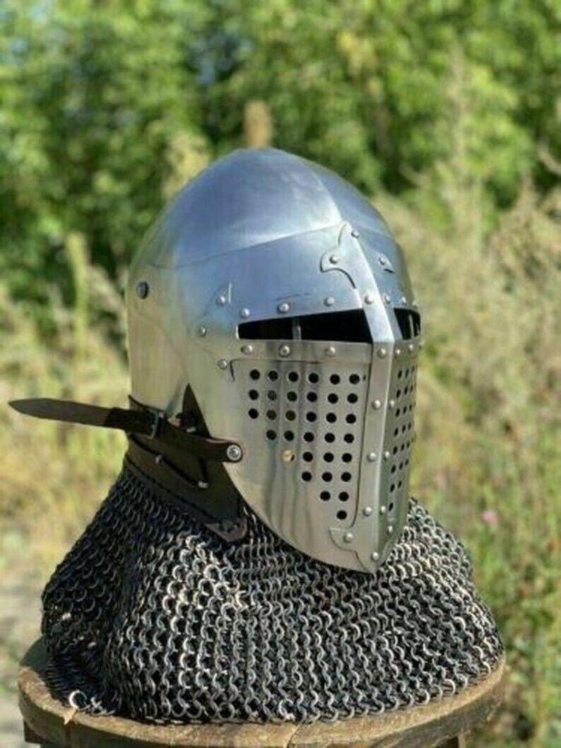 Medieval Helmets Bascinet Medieval HMB Combat SCA Battle Ready Helmet Costume Knight Cosplay Gift - collectiblegiftitems