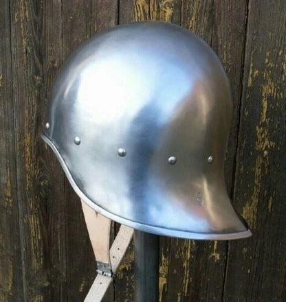 Medieval Helmet Handmade 18 Gauge Steel Medieval Servant Sallet Helmet Knight Sca Larp - collectiblegiftitems