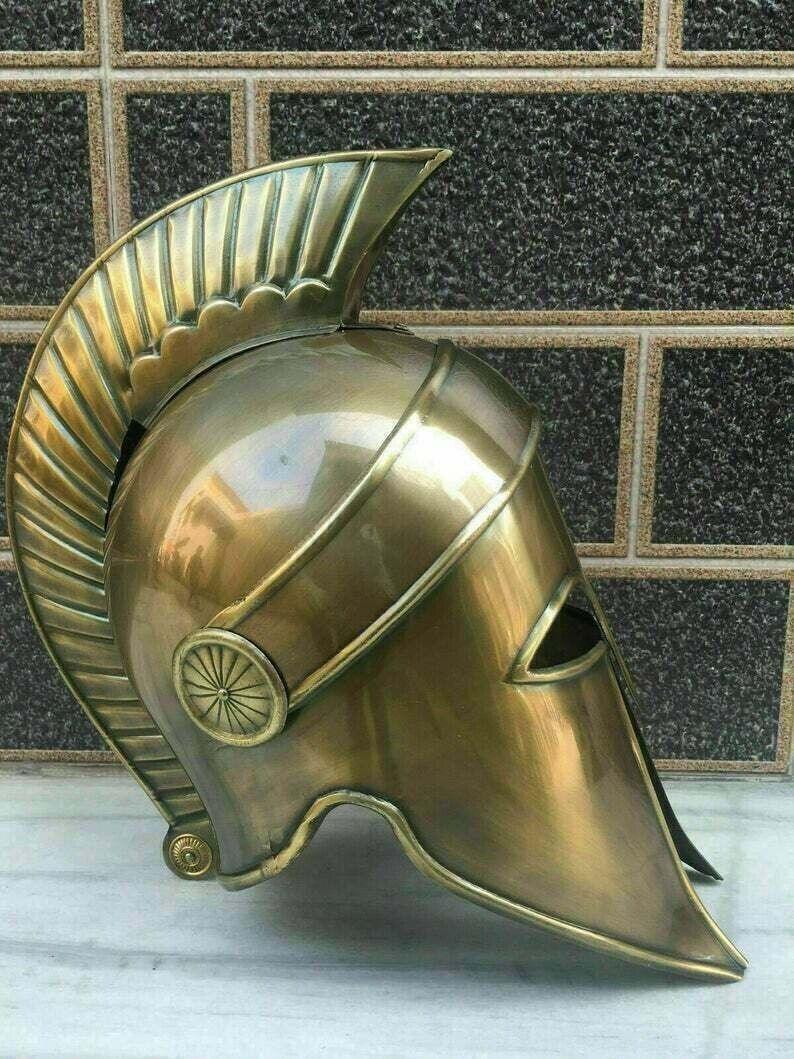 Medieval Helmet With Plume Greek Corinthian Armor Knight Spartan Helmet Cosplay - collectiblegiftitems