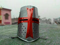 Medieval Brass Templar Crusader Helmet SCA LARP Great Helmet Knight Halloween - collectiblegiftitems