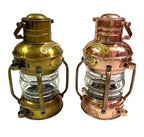 Set of 2 ~ Copper & Antique Finish Oil Lantern/Vintage Nautical Ship Oil Lamp/Hanging - collectiblegiftitems