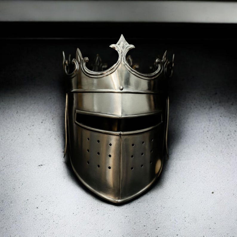 Medieval Queen/King Crown Helmet – Wearable Steel Armor for LARP & Cosplay