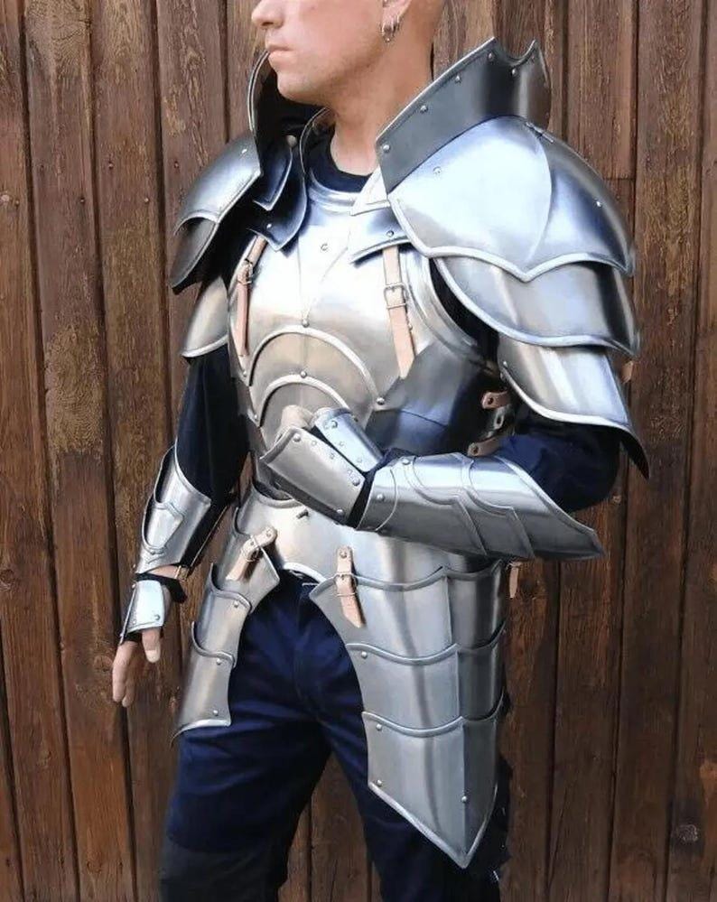 Medieval 18GA Steel Battle Armor Set | Cuirass, Pauldrons & Gauntlets | Combat-Ready SCA & LARP Warrior Gear
