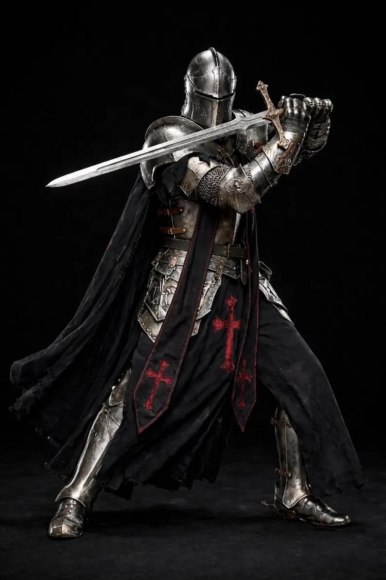 Full Body Barbuta Knight Armor Handcrafted Templar Steel Medieval Suit with Gothic Crusader Design | Cosplay, LARP Battles & Historical Costume Collectors