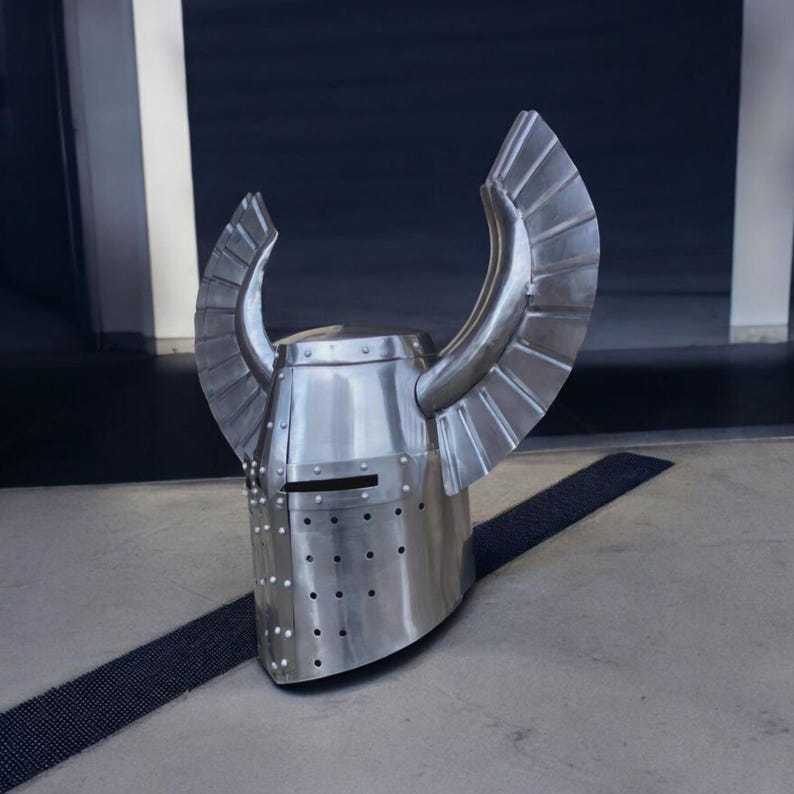 Medieval Crusader Knight Helmet Authentic Viking Warrior Steel Armor Helmet Replica for Medieval Cosplay, LARP, SCA & Collectors