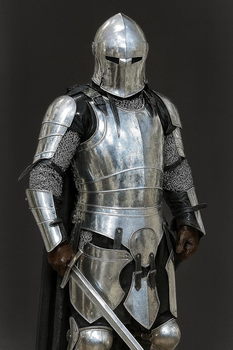 Wearable Barbuta Knight Armor Suit Medieval Full Steel Costume for Reenactment LARP and Historical Display